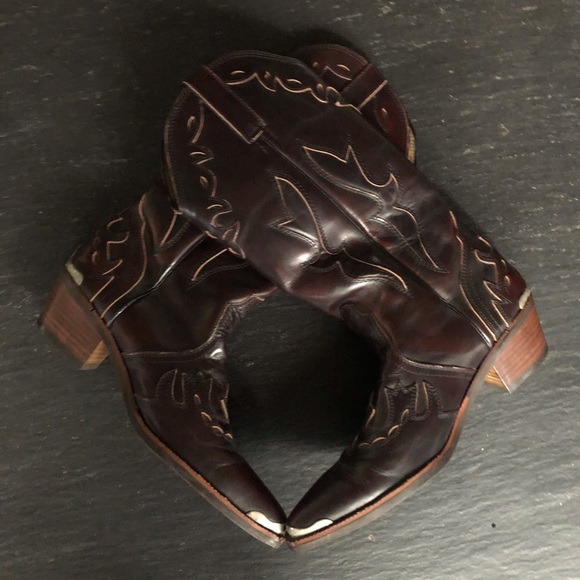 Custom made] Chocolate brown Leather Metal Western Cowboy Boots - Picture 9 of 10